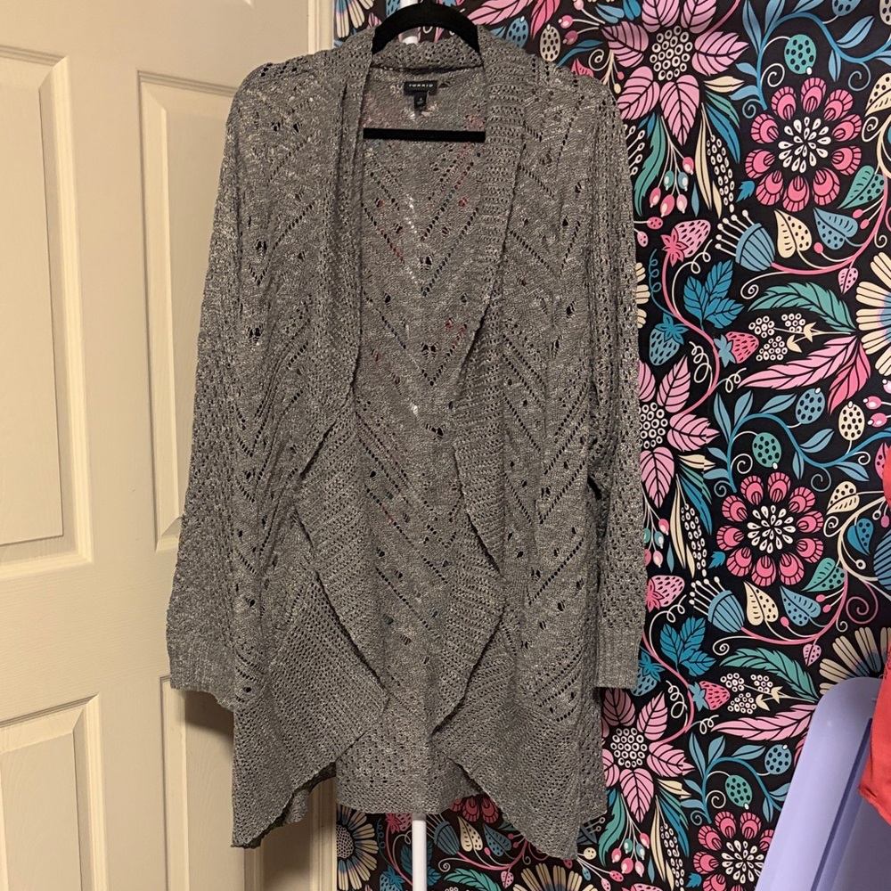 Torrid Gray Knit Open-Front Cardigan